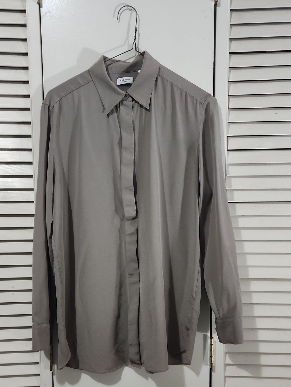 Silk Babaton Hidden Button Up Top